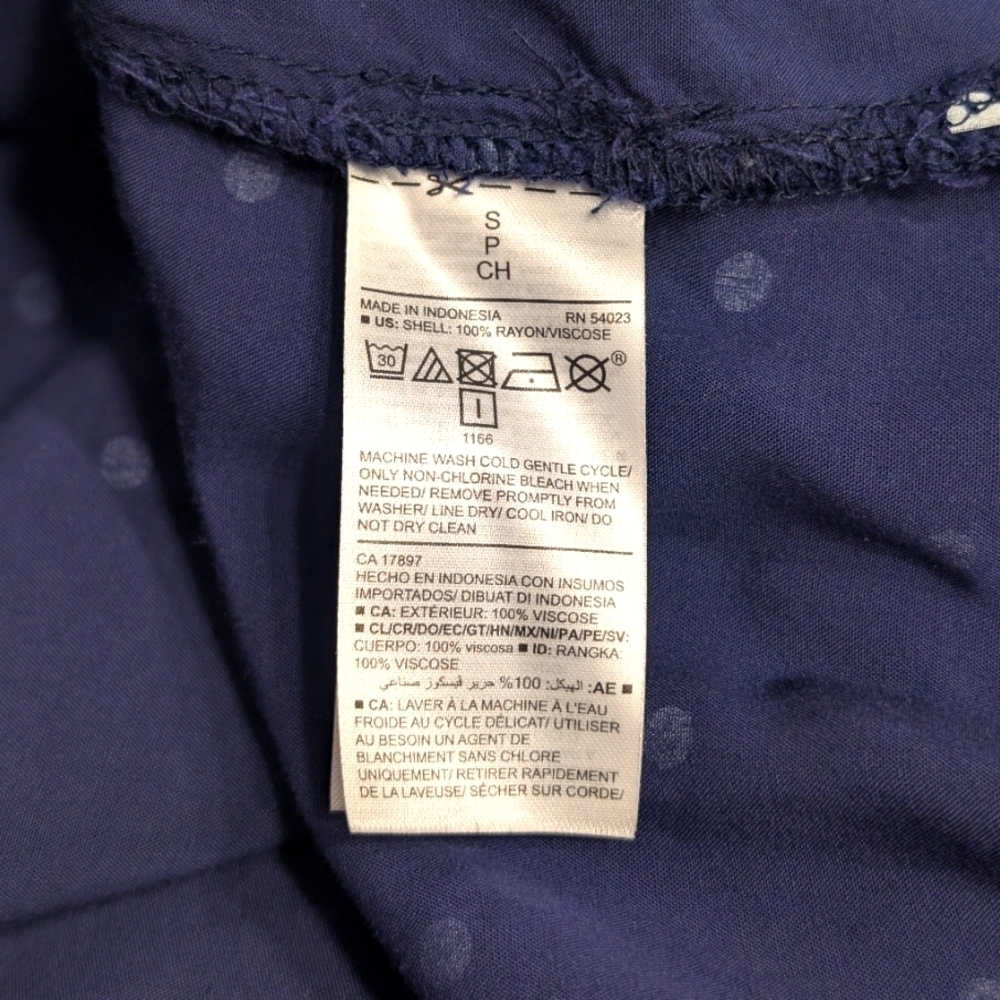 Navy Blue And White Polka Dot Long Sleeve Shirt Size Small - Picture 6 of 7